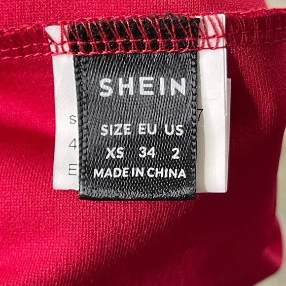 SHEIN EUC XS Burgandy/Red Scallop Short Off Shoulder Dress - Picture 10 of 14